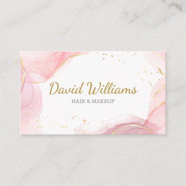 Pink Gold Moderne Kunst Flüssiges Wasserfarbengesc Visitenkarte (Vorderseite)