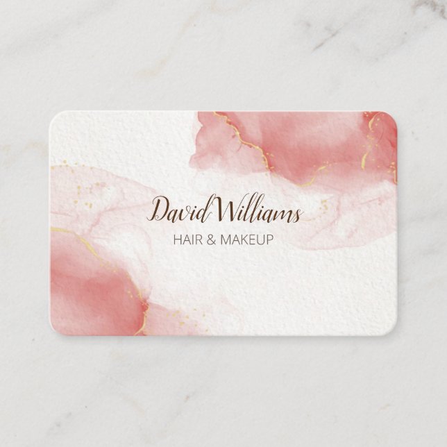 Pink Gold Moderne Kunst Flüssiges Wasserfarbengesc Visitenkarte (Vorderseite)