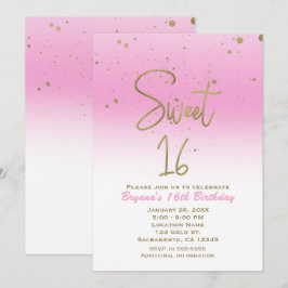 Pink & Gold Moderner Glam SWEET 16 Geburtstagspart Einladung