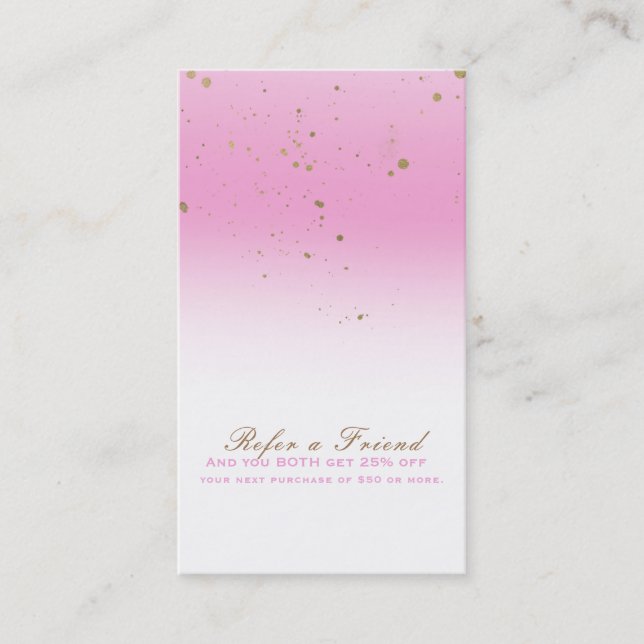Pink & Gold Modernes Glam Chic Golfen Freundlicher Empfehlungskarte (Vorderseite)