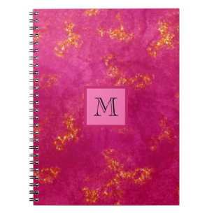 Pink Gold Monogram Girly Pattern Trendy Initial Notizblock