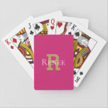 Pink Gold Monogram Modern Bridge Canasta Spielkarten<br><div class="desc">Gönnen Sie sich ein besonderes Geschenk,  indem Sie dieses trendige Mit Monogramm Deck von Spielkarten anpassen. Diese Vorlage ist einfach zu verwenden. Macht ein perfektes Geschenk für Schüler,  Geburtstage,  Feiern,  Preise,  Arbeitgeber,  Mitarbeiter,  Poker Club,  Bridge Club,  Familie,  canasta Gruppen,  gute Noten und alle,  die gerne Karten spielen!</div>