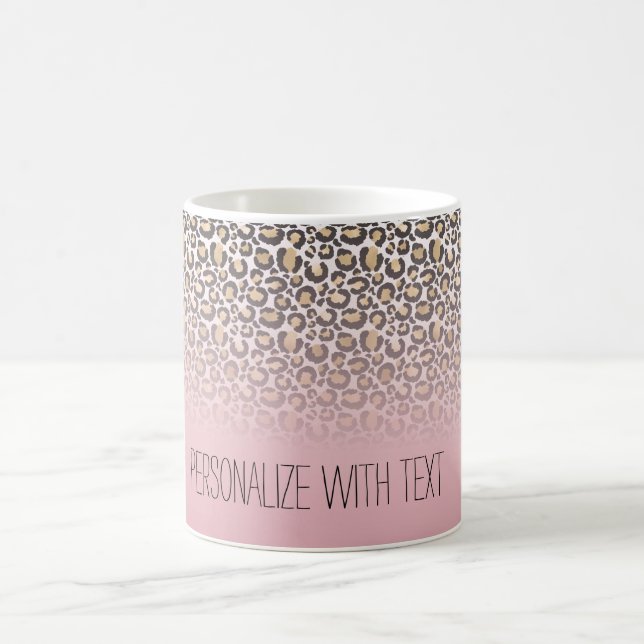 Pink Gold Ombre Leopard Print Personalisiert Kaffeetasse (Mittel)