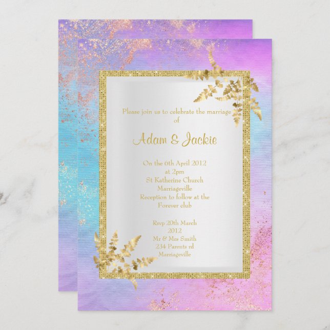 PINK GOLD Pastel Marble ELEGANT CLASSY WEDD Einladung (Vorne/Hinten)