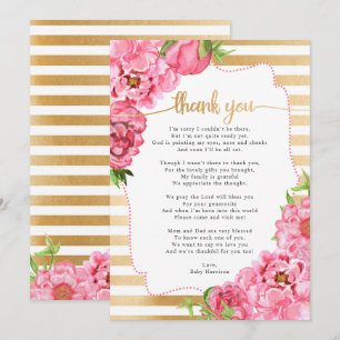 Pink Gold Peonies Baby Dusche danke Einladung