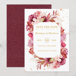 Pink Gold Peonies Wedding Save the Date Cards Einladung