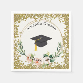 Pink & Gold Personalisiert Graduierungsparty Serviette