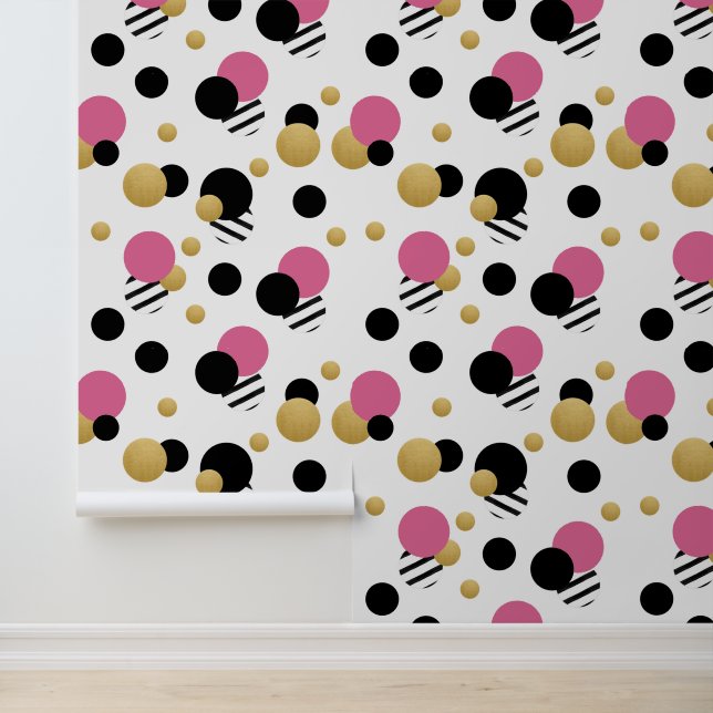 Pink Gold Polka Dot Tapete (Anwendung)