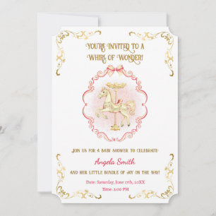 Pink & Gold Pony Dreams-Baby Shower Einladung