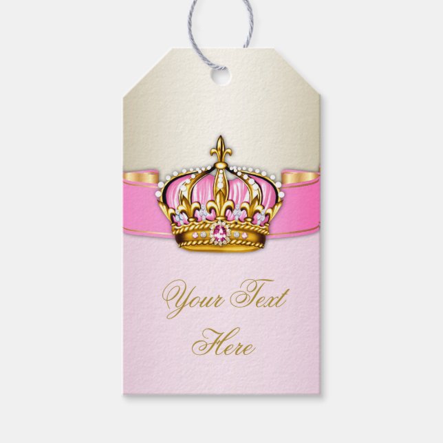 Pink Gold Princess Baby Dusche Geschenkanhänger (Vorderseite)