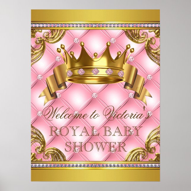 Pink Gold Princess Baby Duschsignaturen Poster (Vorne)