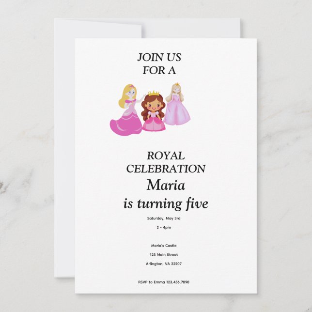 Pink & Gold princess birthday invitation Einladung (Vorderseite)