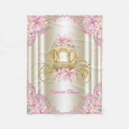 Pink Gold Princess Carriage Baby Blanket Fleecedecke