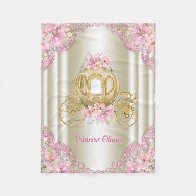 Pink Gold Princess Carriage Baby Blanket Fleecedecke (Vorderseite)