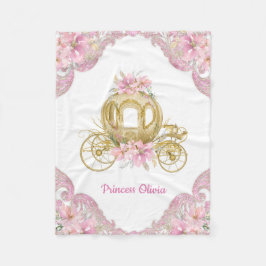 Pink Gold Princess Carriage Baby Blanket Fleecedecke