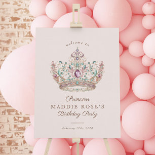 Pink Gold Princess Crown Fairytale Geburtstagslied Poster
