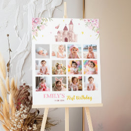 Pink Gold Princess Crown Geburtstags-Meilenstein-Z Poster