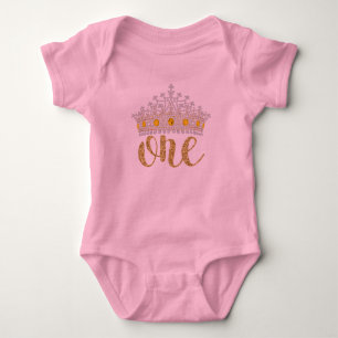 Pink Gold Princess Erste Geburtstags-Shirts Baby Strampler