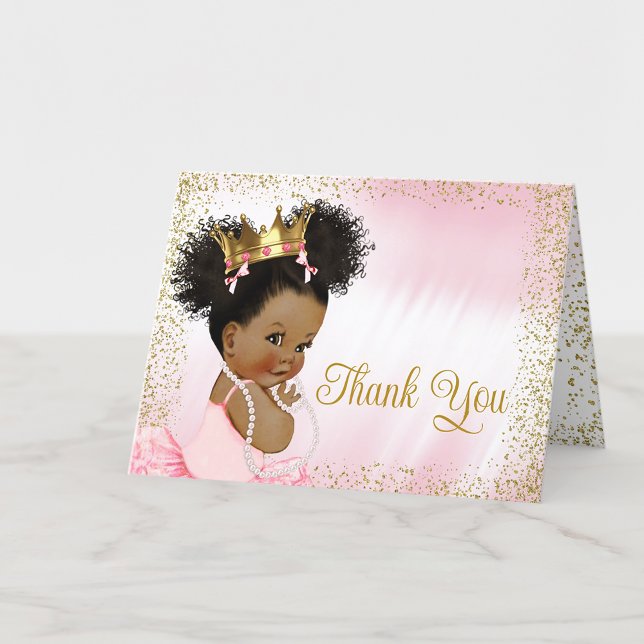 Pink Gold Princess Tutu Baby Dusche Dankeskarte (Add your message or leave blank for your handwritten message.)