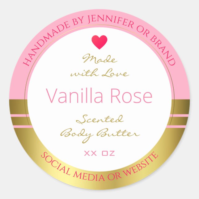 Pink Gold Produktverpackungslabel Einfach benutzer Runder Aufkleber (Vorderseite)