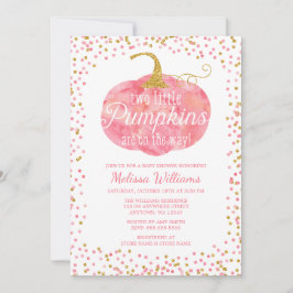 Pink Gold Pumpkin Fall Twin Girl Baby Dusche Einladung