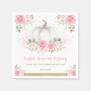 Pink Gold Pumpkin Herbst Floral Baby Dusche Serviette