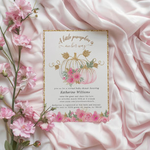 Pink Gold Pumpkin Virtual Baby Dusche Einladung