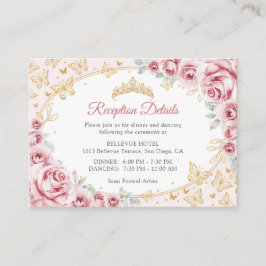 Pink Gold Quinceanera Reception Details Begleitkarte
