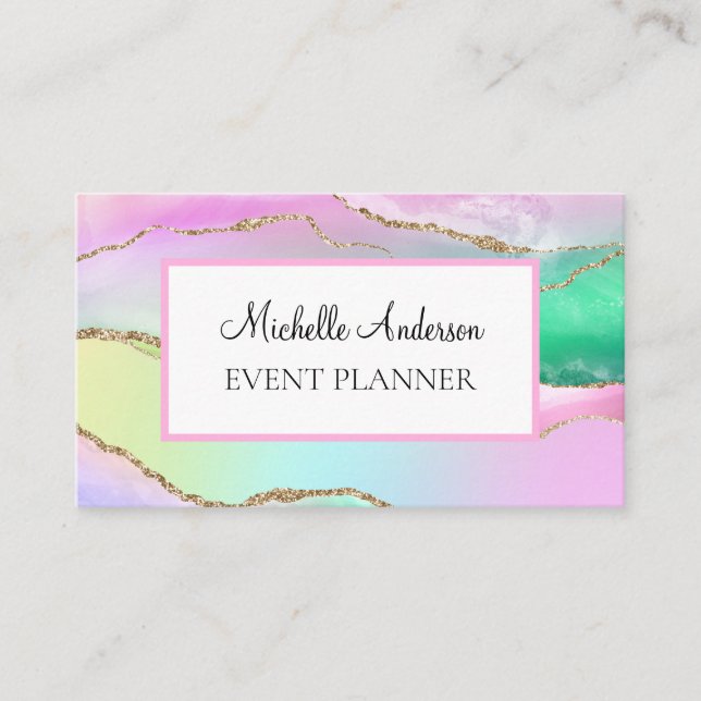 Pink Gold Rainbow Agate Visitenkarte (Vorderseite)