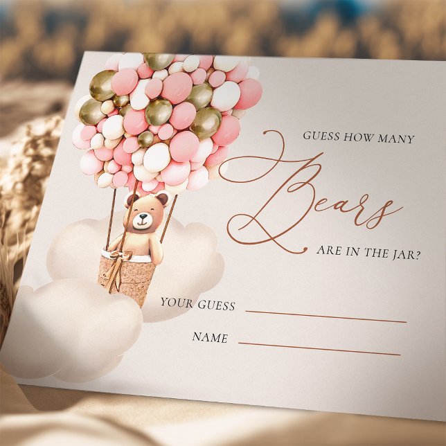 Pink Gold rät wie viele Bären Balloons Tickets Begleitkarte (Von Creator hochgeladen)