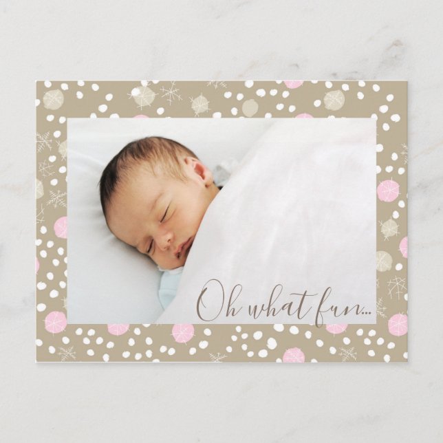 Pink & Gold Retro Muster Foto Postkarte (Vorderseite)