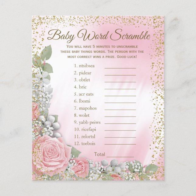 Pink Gold Rose Babys Breath Girl Showspiele Flyer (Vorne)