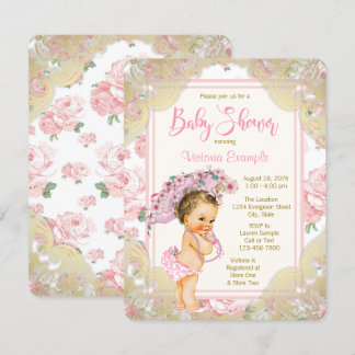 Pink Gold Rose Kinderdusche Einladung