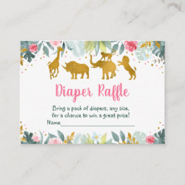 Pink Gold Safari Wild One Baby Diaper Raffle Begleitkarte