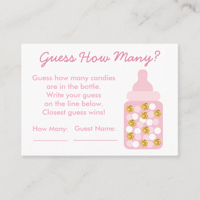 Pink & Gold schätzen wie viele Spiele Begleitkarte (Vorderseite)