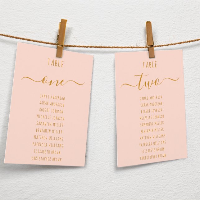 Pink Gold Script Modern Simple Seating Chart Card  (Von Creator hochgeladen)