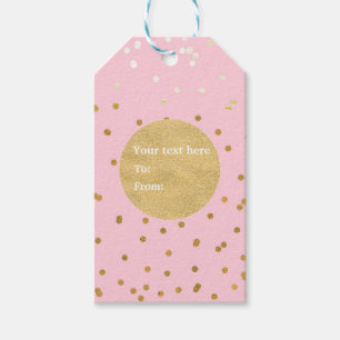 Pink & Gold Shiny Confetti Dots Chic Modern Geschenkanhänger