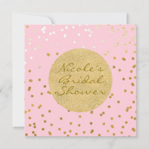 Pink & Gold Shiny Confetti Dots Moderner Chic Einladung
