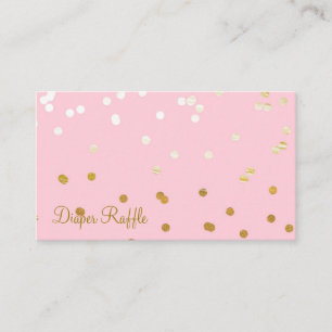 Pink & Gold Shiny Confetti Dots Windel Raffel Begleitkarte