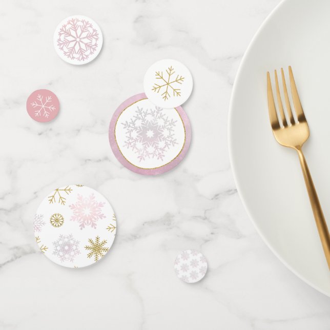 Pink & Gold Snowflake Babydusche Confetti Konfetti (Gruppe)