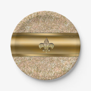 Pink & Gold Sparkle Glitterie Lilie Party Pappteller