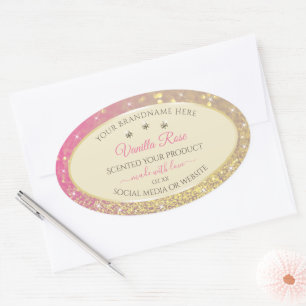 Pink Gold Sparkle Glitzer Creme Product Labels Ovaler Aufkleber