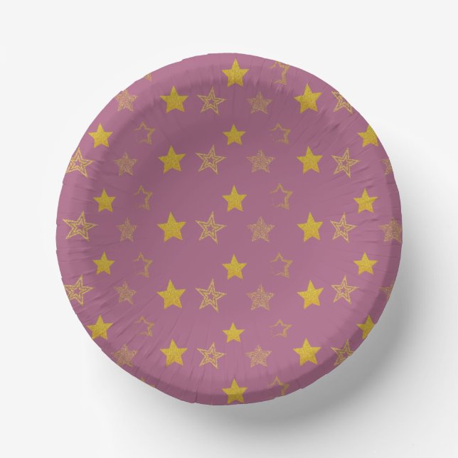 Pink Gold Star Silvester Party Pappteller (Vorderseite)