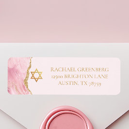 Pink Gold Star von David Bat Mitzvah Rücksendeadre