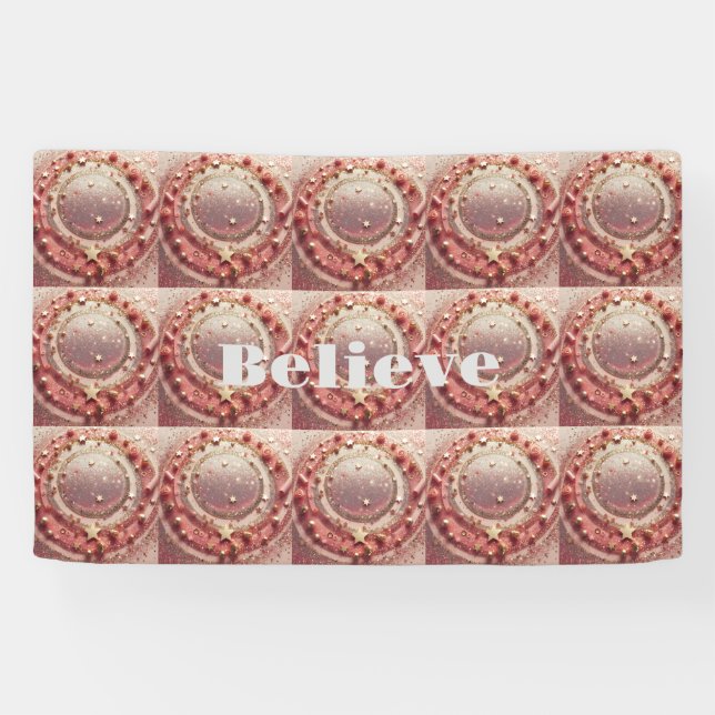 Pink Gold Starry Gold Glitzer Glaube Banner (Horizontal)