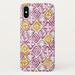 Pink Gold Stilvolle Ethnic Diamond Tiles iPhone 16 Hülle