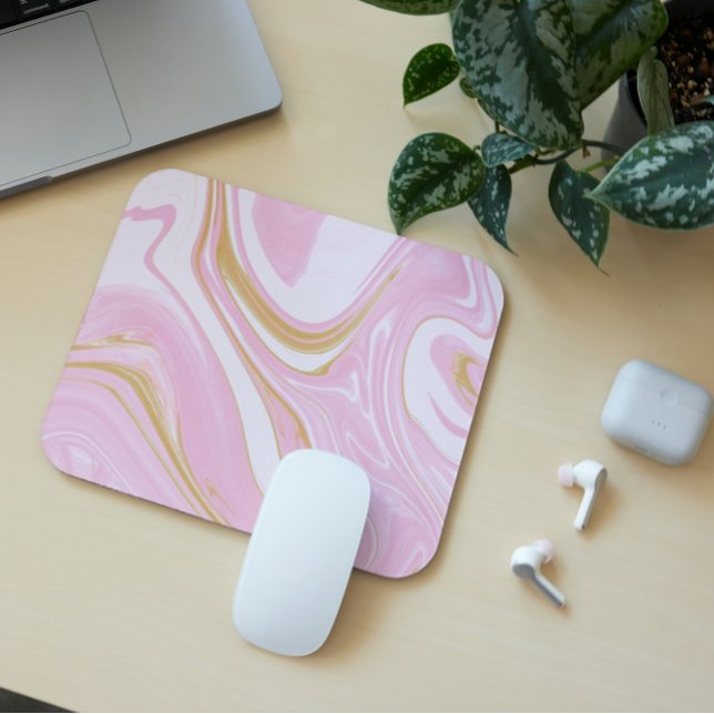 Pink & Gold Swirl Mousepad - Ästhetische Office In (Von Creator hochgeladen)