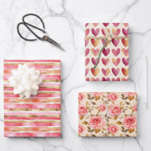 Pink & Gold Trio  Geschenkpapier Set