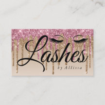 Pink & Gold Tropfen Glitzer Look Lashes Business C