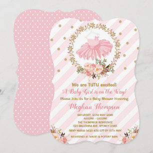 Pink Gold Tutu Baby Dusche Invite Ballerina Baller Einladung